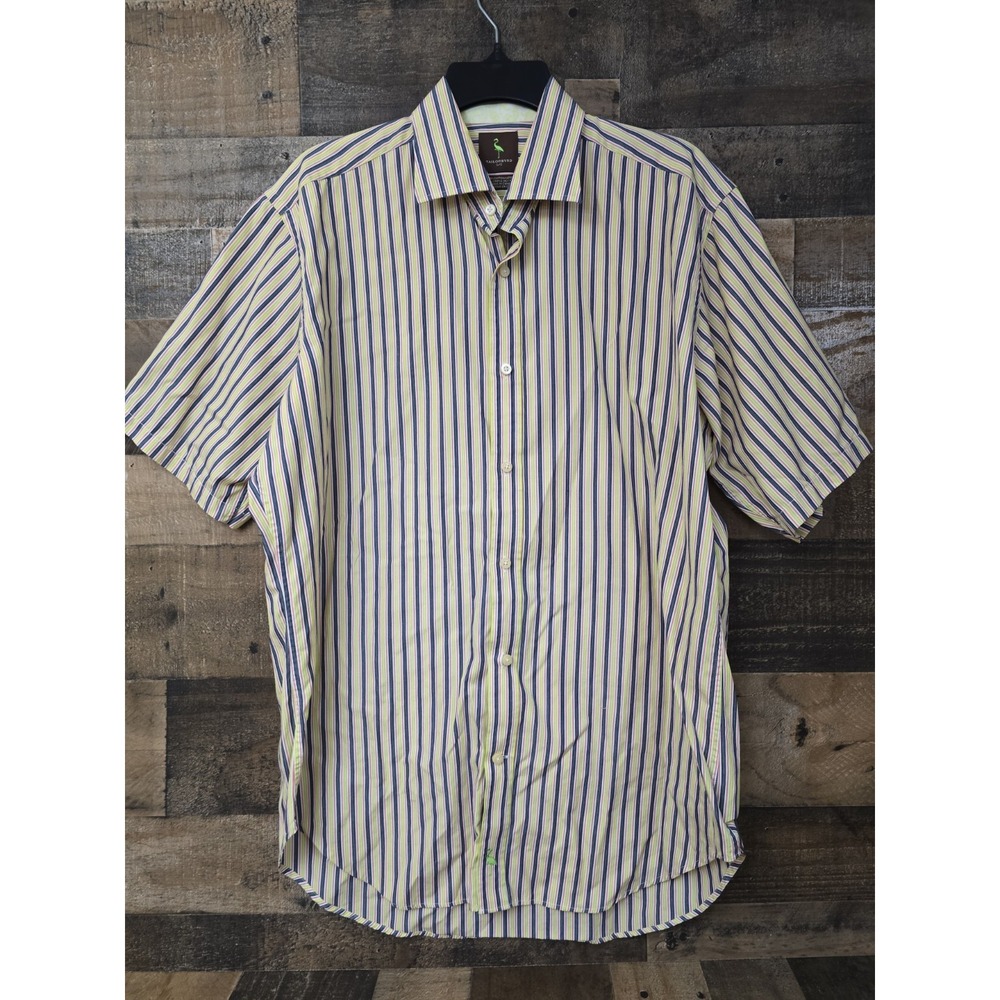 Tailorbyrd 100% Cotton Button Up Striped Shirt Men Large Preppy Business Casual